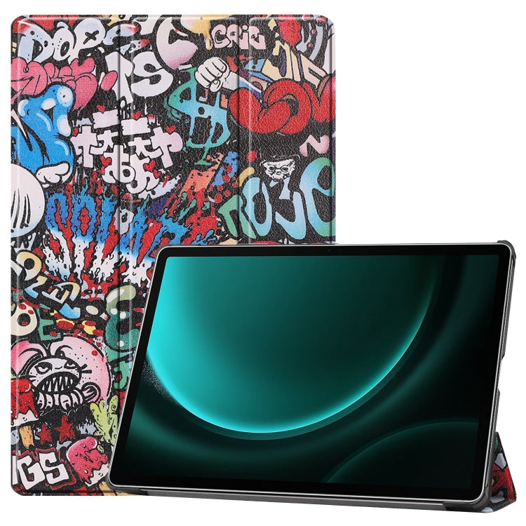 For Samsung Galaxy Tab S9 FE+ / S10+ Custer Painted 3-Fold Holder Smart Leather Tablet Case(Graffiti) - Galaxy Tab S9 FE+ by PMC Jewellery | Online Shopping South Africa | PMC Jewellery | Buy Now Pay Later Mobicred