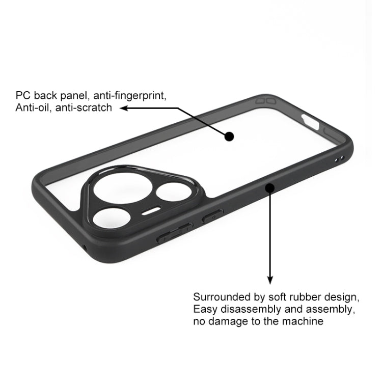 For Huawei Pura 70 Frosted TPU + Transparent PC Phone Case(Black) - Huawei Cases by PMC Jewellery | Online Shopping South Africa | PMC Jewellery | Buy Now Pay Later Mobicred