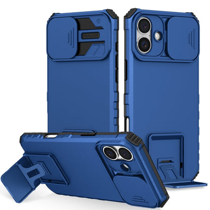 For iPhone 16 Plus Stereoscopic Holder Sliding Camshield Phone Case(Blue) - iPhone 16 Plus Cases by PMC Jewellery | Online Shopping South Africa | PMC Jewellery | Buy Now Pay Later Mobicred