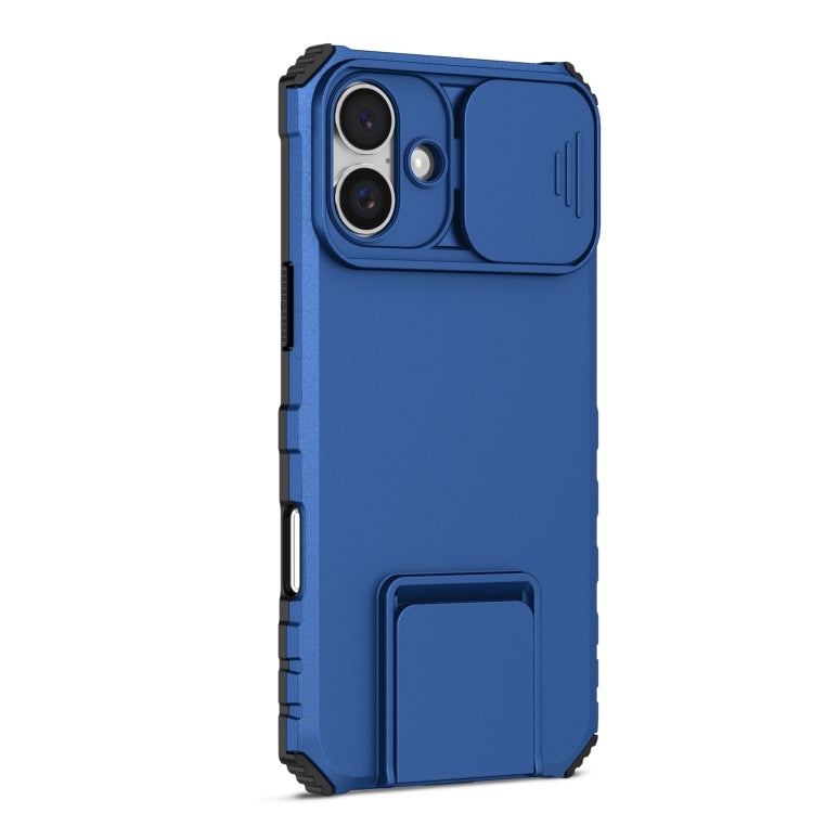 For iPhone 16 Plus Stereoscopic Holder Sliding Camshield Phone Case(Blue) - iPhone 16 Plus Cases by PMC Jewellery | Online Shopping South Africa | PMC Jewellery | Buy Now Pay Later Mobicred