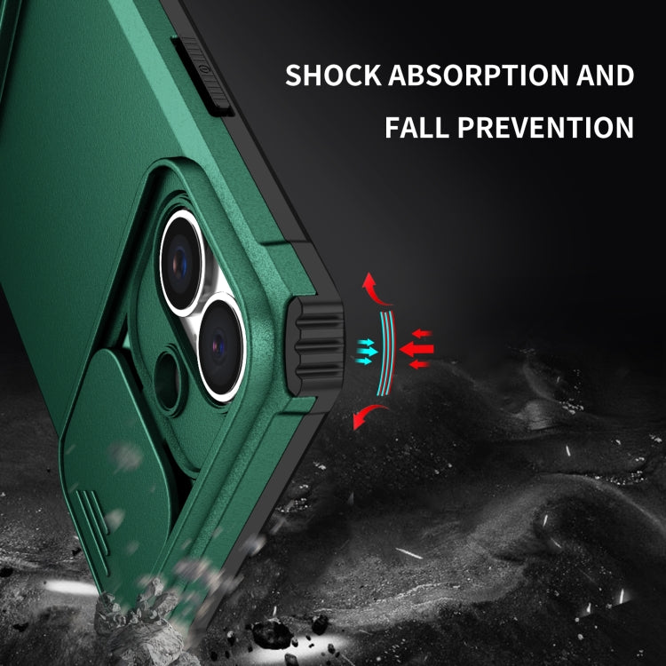 For iPhone 16 Plus Stereoscopic Holder Sliding Camshield Phone Case(Green) - iPhone 16 Plus Cases by PMC TechLife | Online Shopping South Africa | PMC TechLife | Buy Now Pay Later Mobicred