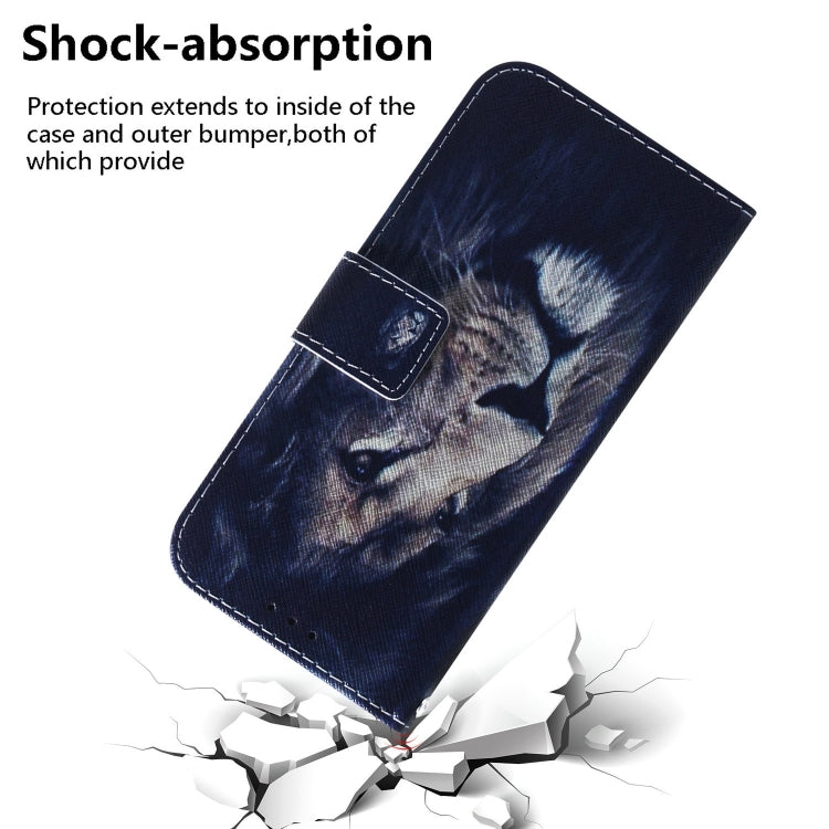 For iPhone 16 Coloured Drawing Flip Leather Phone Case(Lion) - iPhone 16 Cases by PMC TechLife | Online Shopping South Africa | PMC TechLife | Buy Now Pay Later Mobicred