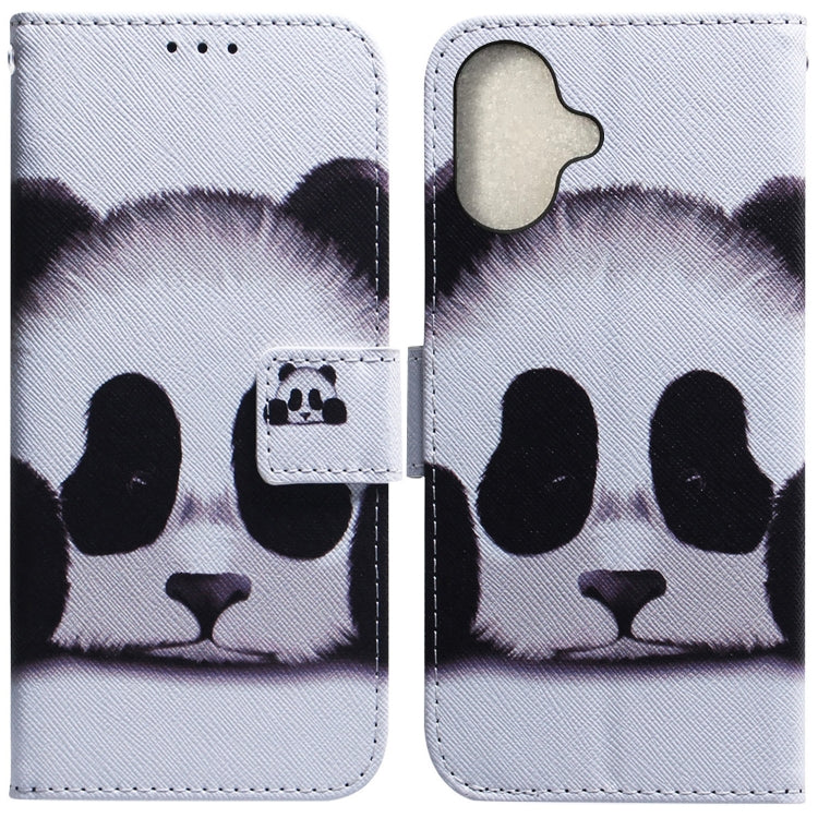 For iPhone 16 Coloured Drawing Flip Leather Phone Case(Panda) - iPhone 16 Cases by PMC Jewellery | Online Shopping South Africa | PMC Jewellery | Buy Now Pay Later Mobicred