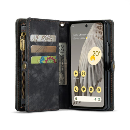 For Google Pixel Fold CaseMe 008 Detachable Multifunctional Retro Frosted Horizontal Flip Phone Leather Case with Zipper Wallet(Black) - Google Cases by CaseMe | Online Shopping South Africa | PMC Jewellery | Buy Now Pay Later Mobicred