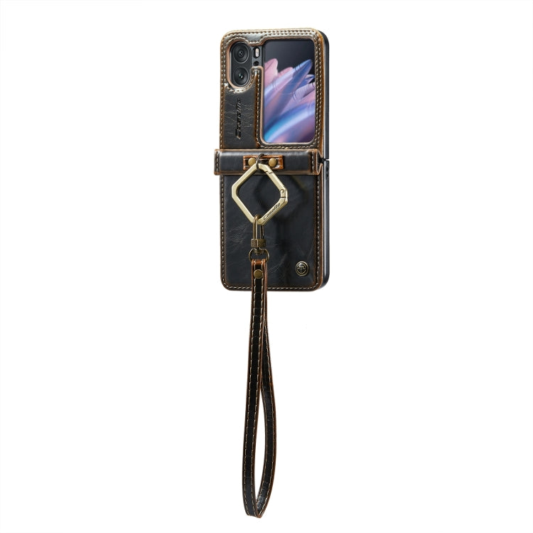 For OPPO Find N2 Flip CaseMe 003 Crazy Horse Texture Leather Phone Case with Ring Holder(Coffee) - OPPO Cases by CaseMe | Online Shopping South Africa | PMC Jewellery | Buy Now Pay Later Mobicred