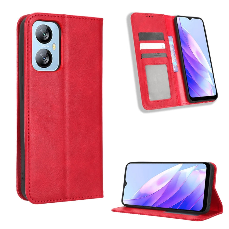 For Blackview A52 / A52 Pro Magnetic Buckle Retro Texture Leather Phone Case(Red) - More Brand by PMC TechLife | Online Shopping South Africa | PMC TechLife