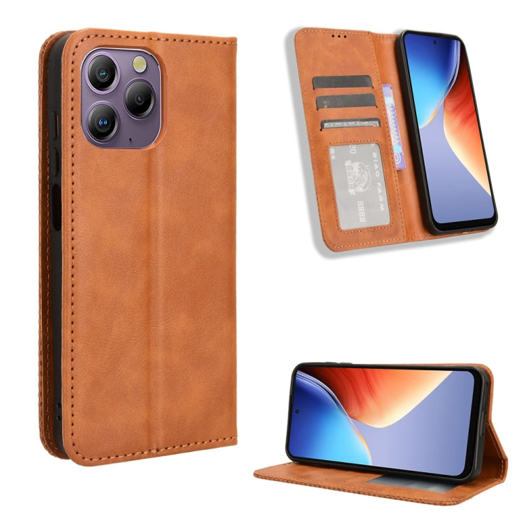 For Blackview A96 Magnetic Buckle Retro Texture Leather Phone Case(Brown) - More Brand by PMC Jewellery | Online Shopping South Africa | PMC Jewellery