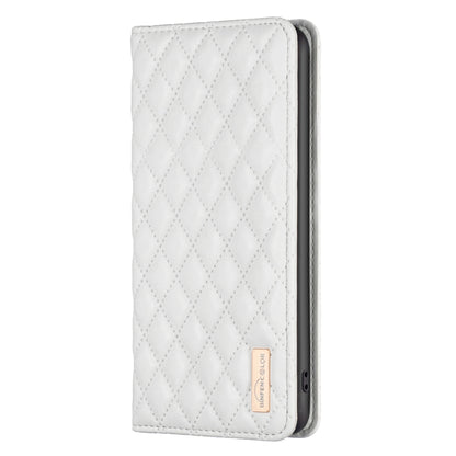 For Samsung Galaxy S24 Ultra 5G Diamond Lattice Magnetic Leather Flip Phone Case(White) - Galaxy S24 Ultra 5G Cases by PMC Jewellery | Online Shopping South Africa | PMC Jewellery