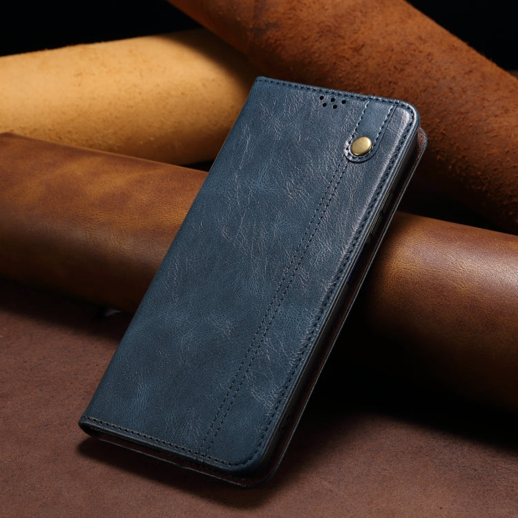 For iPhone 16 Plus Oil Wax Crazy Horse Texture Leather Phone Case(Blue) - iPhone 16 Plus Cases by PMC TechLife | Online Shopping South Africa | PMC TechLife | Buy Now Pay Later Mobicred