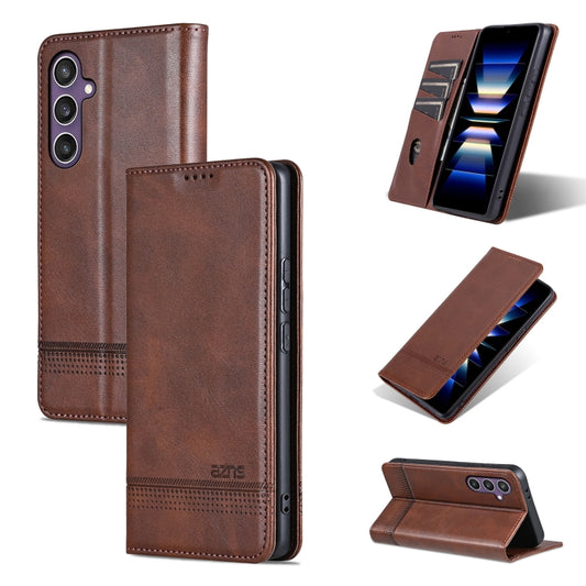 For Samsung Galaxy S24 5G AZNS Magnetic Calf Texture Flip Leather Phone Case(Dark Brown) - Galaxy S24 5G Cases by AZNS | Online Shopping South Africa | PMC Jewellery | Buy Now Pay Later Mobicred