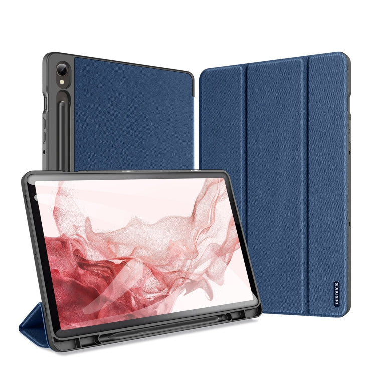 For Samsung Galaxy Tab S9 DUX DUCIS Domo Series Cloth Texture Magnetic Leather Tablet Case(Blue) - Galaxy Tab S9 Cases by DUX DUCIS | Online Shopping South Africa | PMC Jewellery | Buy Now Pay Later Mobicred