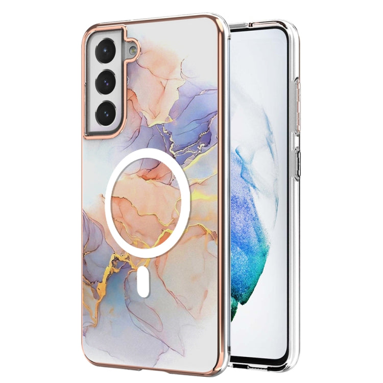 For Samsung Galaxy S21 FE 5G Marble Pattern Dual-side IMD Magsafe TPU Phone Case(White Marble) - Galaxy Phone Cases by PMC Jewellery | Online Shopping South Africa | PMC Jewellery