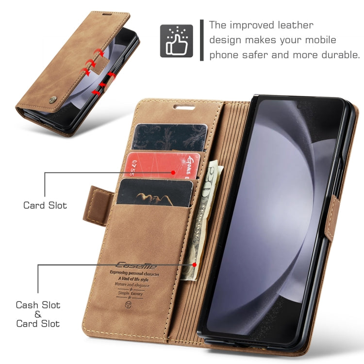 For Samsung Galaxy Z Fold5 CaseMe-013 Multifunctional Retro Frosted Leather Phone Case(Brown) - Galaxy Z Fold5 Cases by CaseMe | Online Shopping South Africa | PMC Jewellery | Buy Now Pay Later Mobicred