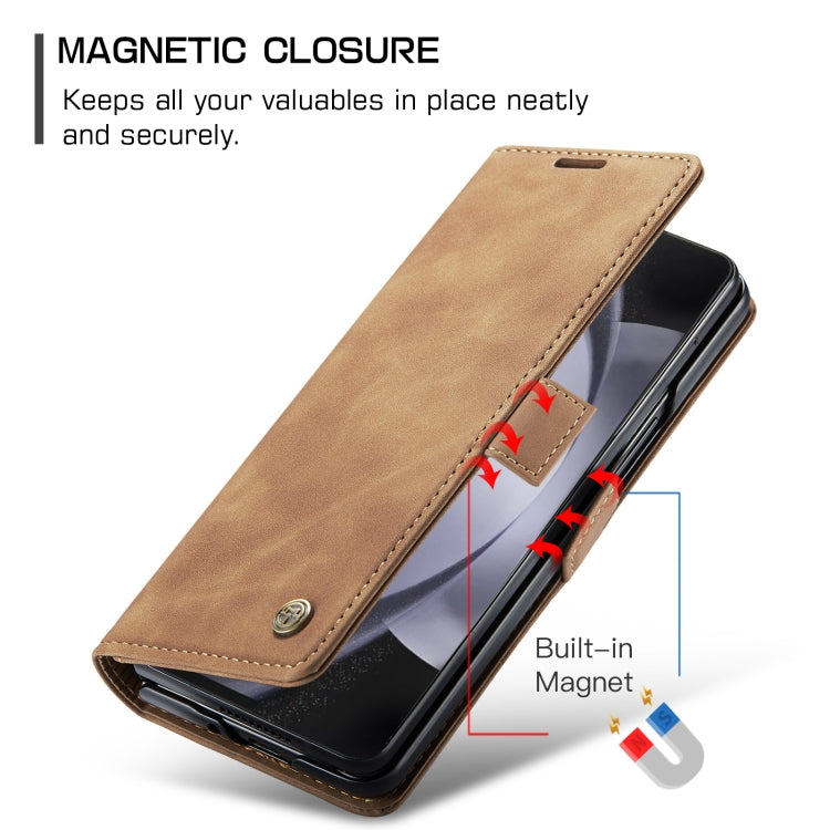 For Samsung Galaxy Z Fold5 CaseMe-013 Multifunctional Retro Frosted Leather Phone Case(Brown) - Galaxy Z Fold5 Cases by CaseMe | Online Shopping South Africa | PMC Jewellery | Buy Now Pay Later Mobicred