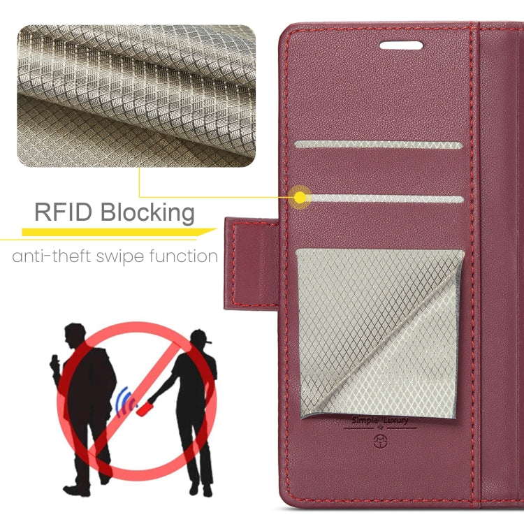 For Samsung Galaxy Z Fold5 CaseMe 023 Butterfly Buckle Litchi Texture RFID Anti-theft Leather Phone Case(Wine Red) - Galaxy Z Fold5 Cases by CaseMe | Online Shopping South Africa | PMC Jewellery