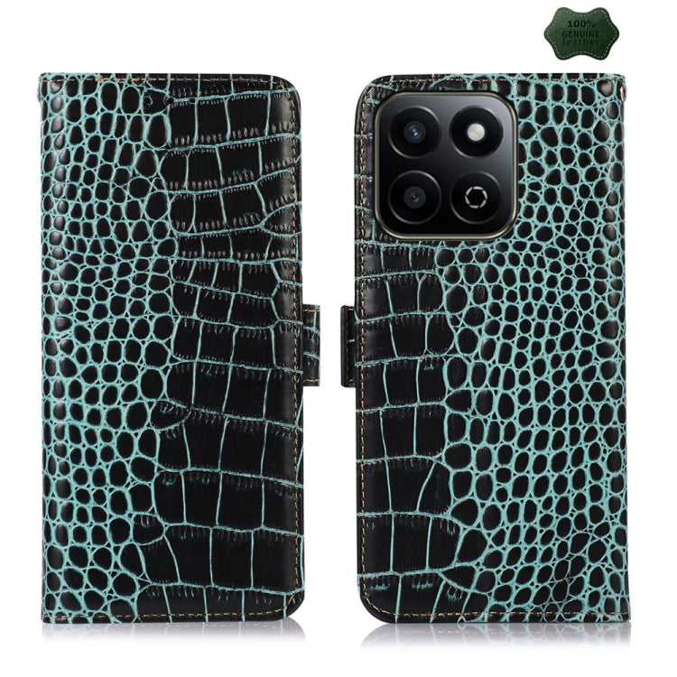 For Honor Play 60 Plus / 200 Smart Crocodile Top Layer Cowhide Leather Phone Case(Green) - Honor Cases by PMC TechLife | Online Shopping South Africa | PMC TechLife | Buy Now Pay Later Mobicred
