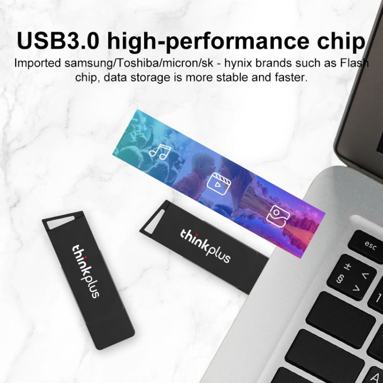 Lenovo Thinkplus USB 3.0 Rotating Flash Drive, Memory:128GB(Black) - USB Flash Drives by Lenovo | Online Shopping South Africa | PMC Jewellery | Buy Now Pay Later Mobicred