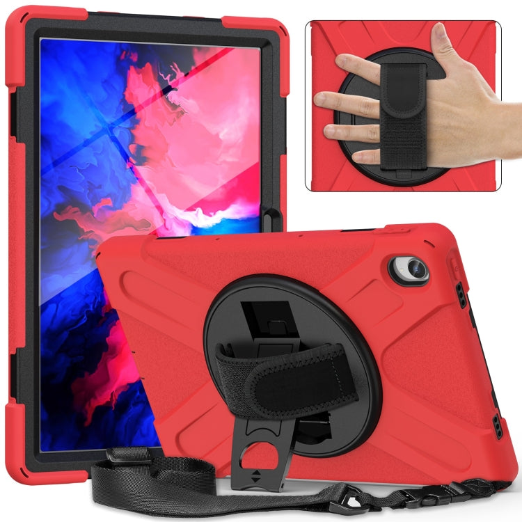 For Lenovo Tab P11 Silicone Hybrid PC Tablet Case with Grip & Shoulder Strap(Red) - Lenovo by PMC Jewellery | Online Shopping South Africa | PMC Jewellery | Buy Now Pay Later Mobicred