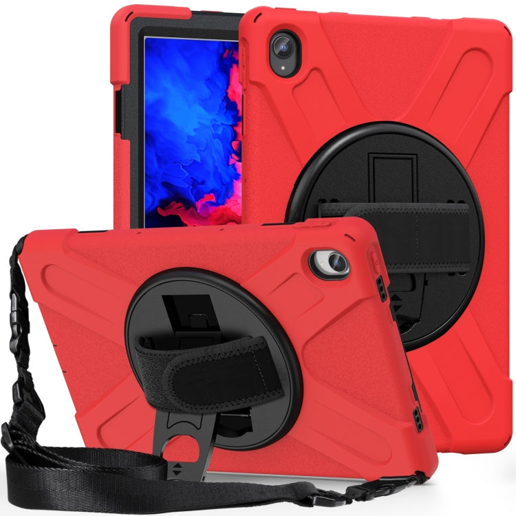 For Lenovo Tab P11 Silicone Hybrid PC Tablet Case with Grip & Shoulder Strap(Red) - Lenovo by PMC Jewellery | Online Shopping South Africa | PMC Jewellery | Buy Now Pay Later Mobicred