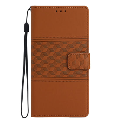 For iPhone 16 Diamond Embossed Skin Feel Leather Phone Case(Brown) - iPhone 16 Cases by PMC Jewellery | Online Shopping South Africa | PMC Jewellery | Buy Now Pay Later Mobicred