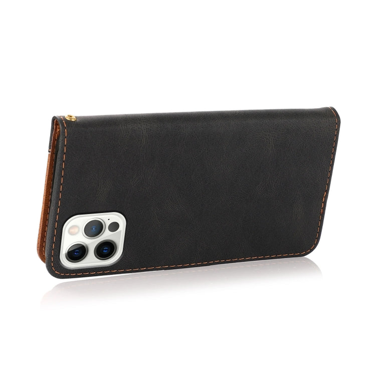 For iPhone 16 Pro Dual-color Stitching Leather Phone Case(Black Brown) - iPhone 16 Pro Cases by PMC TechLife | Online Shopping South Africa | PMC TechLife | Buy Now Pay Later Mobicred