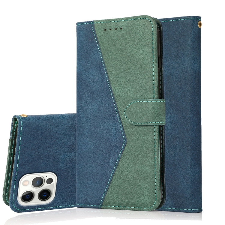 For iPhone 16 Pro Max Dual-color Stitching Leather Phone Case(Blue Green) - iPhone 16 Pro Max Cases by PMC Jewellery | Online Shopping South Africa | PMC Jewellery | Buy Now Pay Later Mobicred