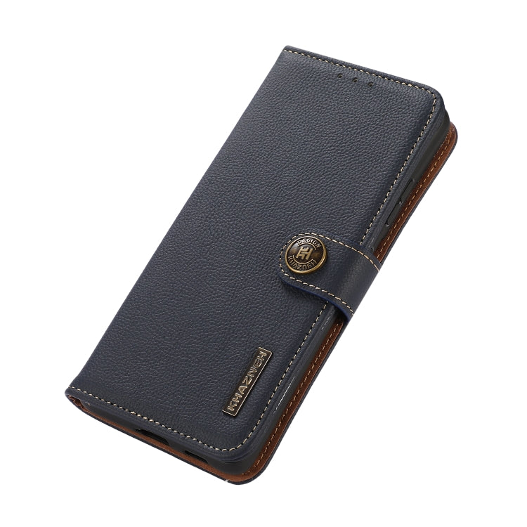 For OnePlus CE4 5G Global KHAZNEH Custer Genuine Leather RFID Phone Case(Blue) - OnePlus Cases by PMC TechLife | Online Shopping South Africa | PMC TechLife | Buy Now Pay Later Mobicred