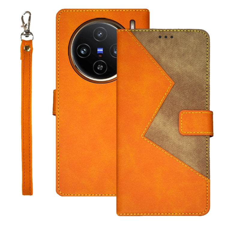 For vivo X100 idewei Two-color Splicing Leather Phone Case(Orange) - X100 Cases by idewei | Online Shopping South Africa | PMC Jewellery | Buy Now Pay Later Mobicred