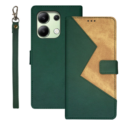 For Xiaomi Redmi Note 13 4G Global idewei Two-color Splicing Leather Phone Case(Green) - Note 13 Cases by idewei | Online Shopping South Africa | PMC Jewellery | Buy Now Pay Later Mobicred