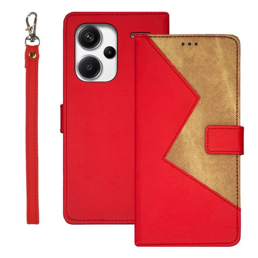 For Xiaomi Redmi Note 13 Pro+ 5G idewei Two-color Splicing Leather Phone Case(Red) - Note 13 Pro+ Cases by idewei | Online Shopping South Africa | PMC Jewellery | Buy Now Pay Later Mobicred