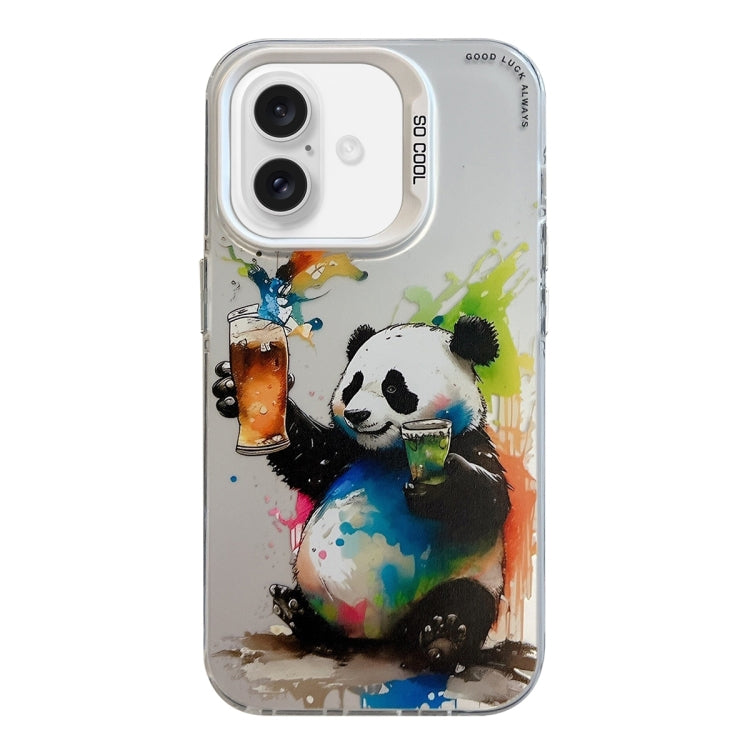 For iPhone 16 Plus Animal Pattern Oil Painting Series PC + TPU Phone Case(Panda) - iPhone 16 Plus Cases by PMC Jewellery | Online Shopping South Africa | PMC Jewellery | Buy Now Pay Later Mobicred