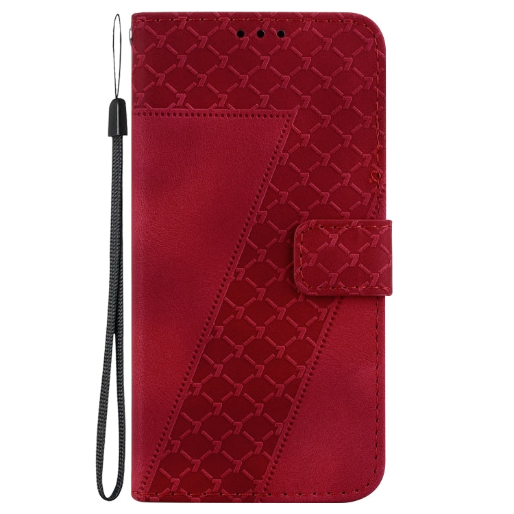 For iPhone SE 2024 Seven-shaped Embossed Leather Phone Case(Red) - More iPhone Cases by PMC Jewellery | Online Shopping South Africa | PMC Jewellery | Buy Now Pay Later Mobicred