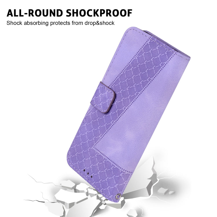 For iPhone 16 Plus Seven-shaped Embossed Leather Phone Case(Purple) - iPhone 16 Plus Cases by PMC TechLife | Online Shopping South Africa | PMC TechLife | Buy Now Pay Later Mobicred