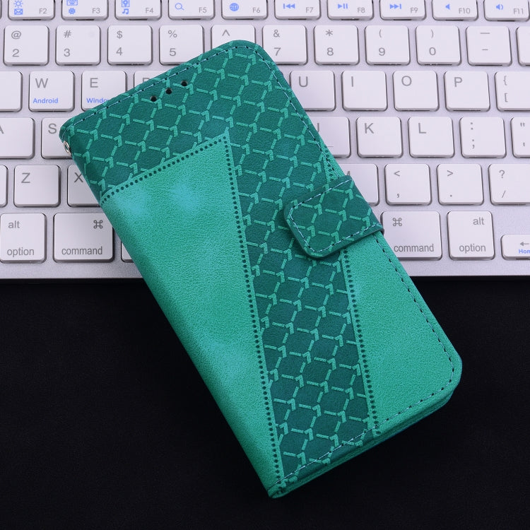 For iPhone 16 Seven-shaped Embossed Leather Phone Case(Green) - iPhone 16 Cases by PMC Jewellery | Online Shopping South Africa | PMC Jewellery | Buy Now Pay Later Mobicred