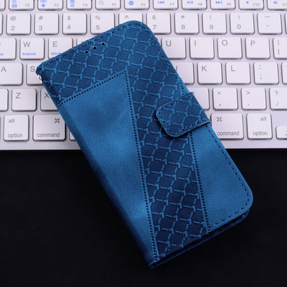 For iPhone 16 Seven-shaped Embossed Leather Phone Case(Blue) - iPhone 16 Cases by PMC Jewellery | Online Shopping South Africa | PMC Jewellery | Buy Now Pay Later Mobicred