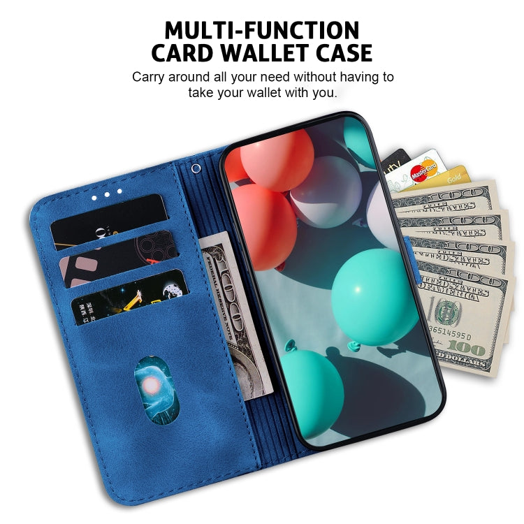 For iPhone 16 Seven-shaped Embossed Leather Phone Case(Blue) - iPhone 16 Cases by PMC TechLife | Online Shopping South Africa | PMC TechLife | Buy Now Pay Later Mobicred