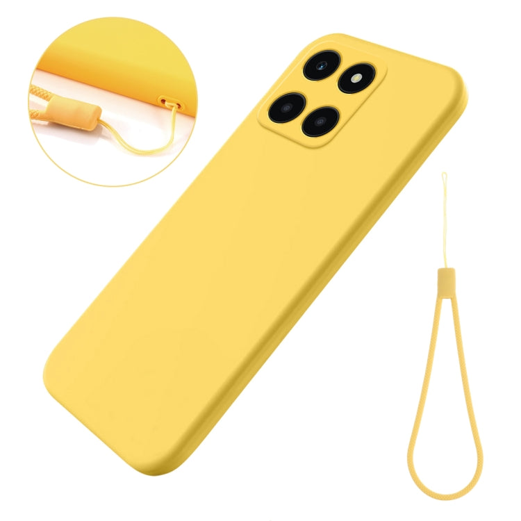 For Honor X6a Pure Color Liquid Silicone Shockproof Phone Case(Yellow) - Honor Cases by PMC TechLife | Online Shopping South Africa | PMC TechLife | Buy Now Pay Later Mobicred