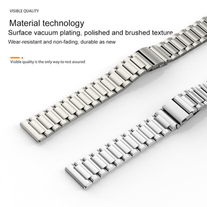 22mm Three Strains Jump Buckle Titanium Metal Watch Band(Silver) - Watch Bands by PMC Jewellery | Online Shopping South Africa | PMC Jewellery