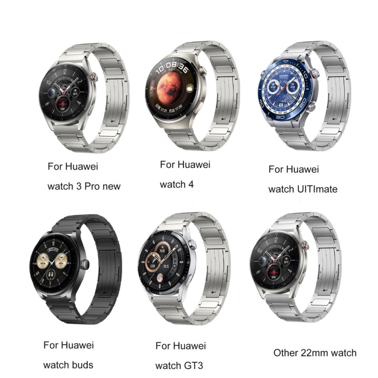 22mm Three Strains Uplift HW Buckle Titanium Metal Watch Band(Silver) - Watch Bands by PMC TechLife | Online Shopping South Africa | PMC TechLife