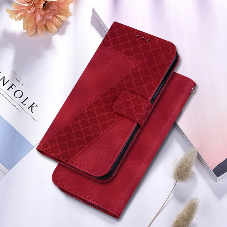 For Google Pixel 9 7-shaped Embossed Leather Phone Case(Red) - Google Cases by PMC Jewellery | Online Shopping South Africa | PMC Jewellery | Buy Now Pay Later Mobicred