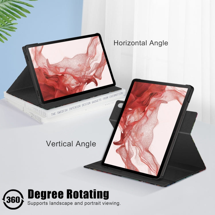 For Samsung Galaxy Tab S9+ 360 Rotation Stand Painted Smart Leather Tablet Case(Graffiti) - Galaxy Tab S9+ Cases by PMC TechLife | Online Shopping South Africa | PMC TechLife