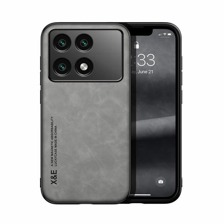 For Xiaomi Redmi K70 Skin Feel Magnetic Leather Back Phone Case(Light Grey) - K70 Cases by PMC Jewellery | Online Shopping South Africa | PMC Jewellery | Buy Now Pay Later Mobicred