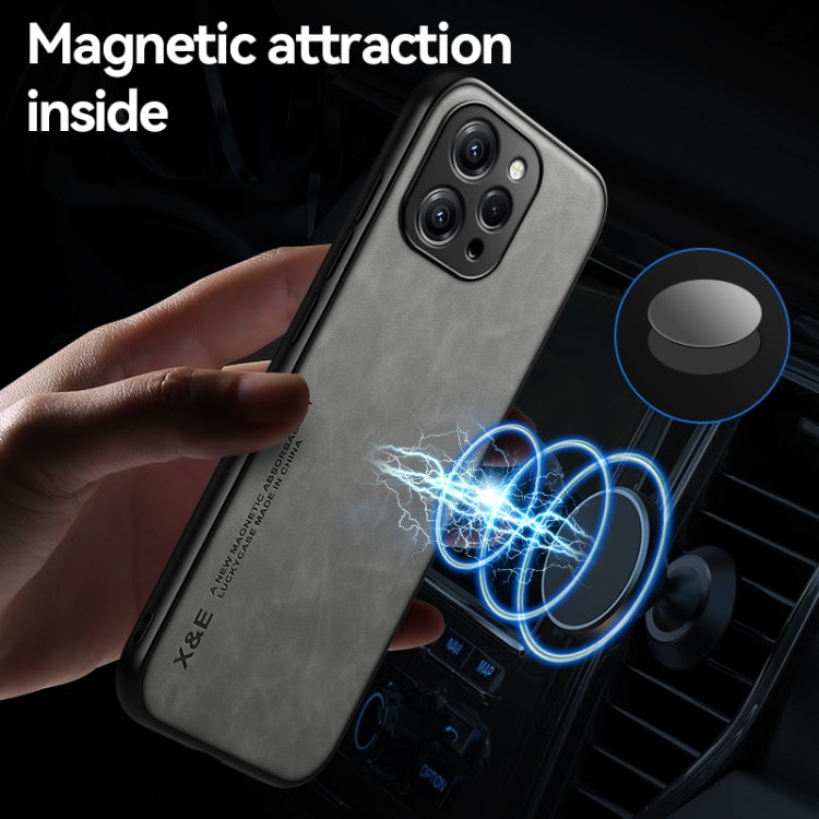 For Xiaomi Redmi Note 13 Pro+ 5G Skin Feel Magnetic Leather Back Phone Case(Light Grey) - Note 13 Pro+ Cases by PMC Jewellery | Online Shopping South Africa | PMC Jewellery | Buy Now Pay Later Mobicred