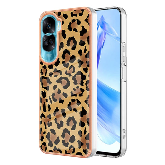 For Honor 90 Lite 5G Electroplating Marble Dual-side IMD Phone Case(Leopard Print) - Honor Cases by PMC Jewellery | Online Shopping South Africa | PMC Jewellery | Buy Now Pay Later Mobicred