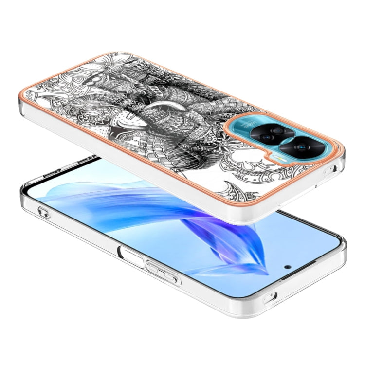 For Honor 90 Lite 5G Electroplating Marble Dual-side IMD Phone Case(Totem Elephant) - Honor Cases by PMC Jewellery | Online Shopping South Africa | PMC Jewellery | Buy Now Pay Later Mobicred