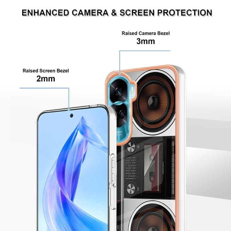 For Honor 90 Lite 5G Electroplating Marble Dual-side IMD Phone Case(Retro Radio) - Honor Cases by PMC Jewellery | Online Shopping South Africa | PMC Jewellery | Buy Now Pay Later Mobicred