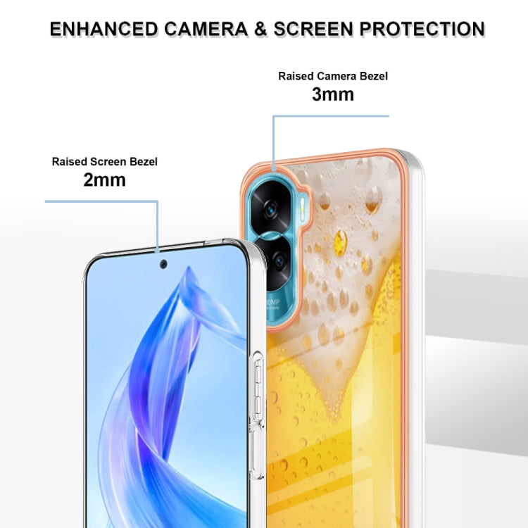 For Honor 90 Lite 5G Electroplating Marble Dual-side IMD Phone Case(Draft Beer) - Honor Cases by PMC Jewellery | Online Shopping South Africa | PMC Jewellery | Buy Now Pay Later Mobicred