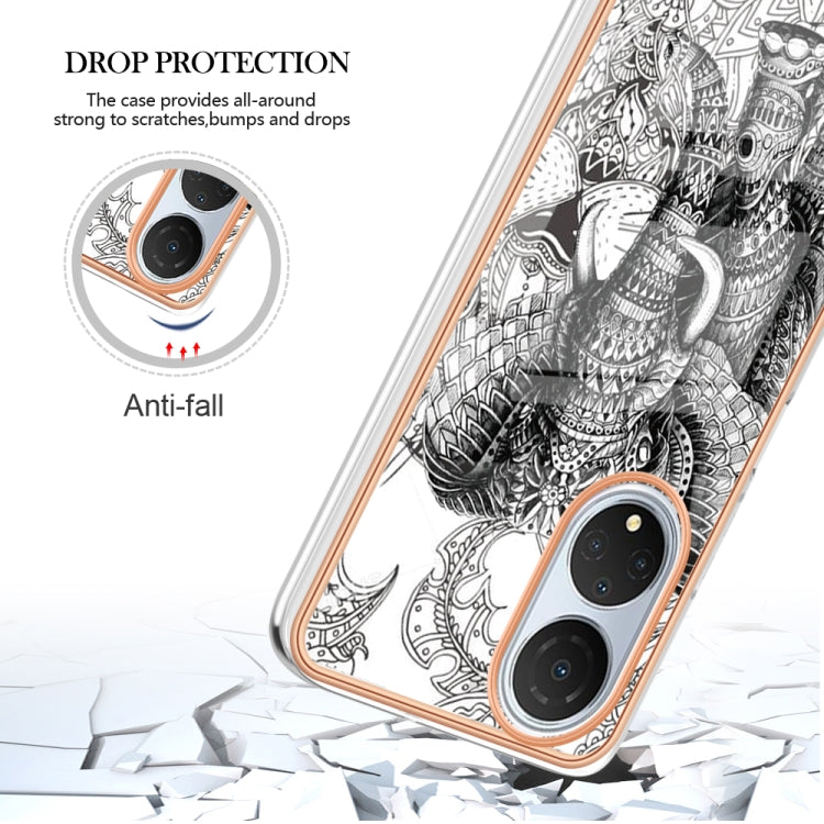 For Honor X7 Electroplating Marble Dual-side IMD Phone Case(Totem Elephant) - Honor Cases by PMC Jewellery | Online Shopping South Africa | PMC Jewellery | Buy Now Pay Later Mobicred