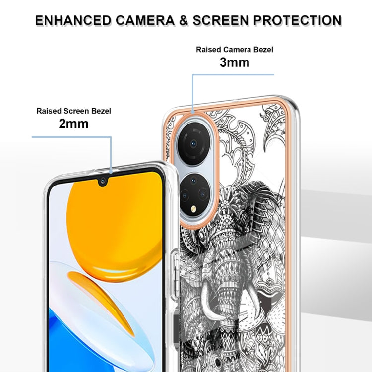 For Honor X7 Electroplating Marble Dual-side IMD Phone Case(Totem Elephant) - Honor Cases by PMC Jewellery | Online Shopping South Africa | PMC Jewellery | Buy Now Pay Later Mobicred