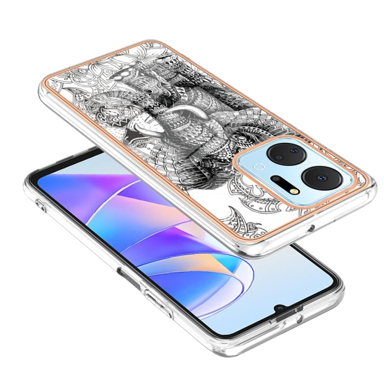 For Honor X7a Electroplating Marble Dual-side IMD Phone Case(Totem Elephant) - Honor Cases by PMC TechLife | Online Shopping South Africa | PMC TechLife | Buy Now Pay Later Mobicred